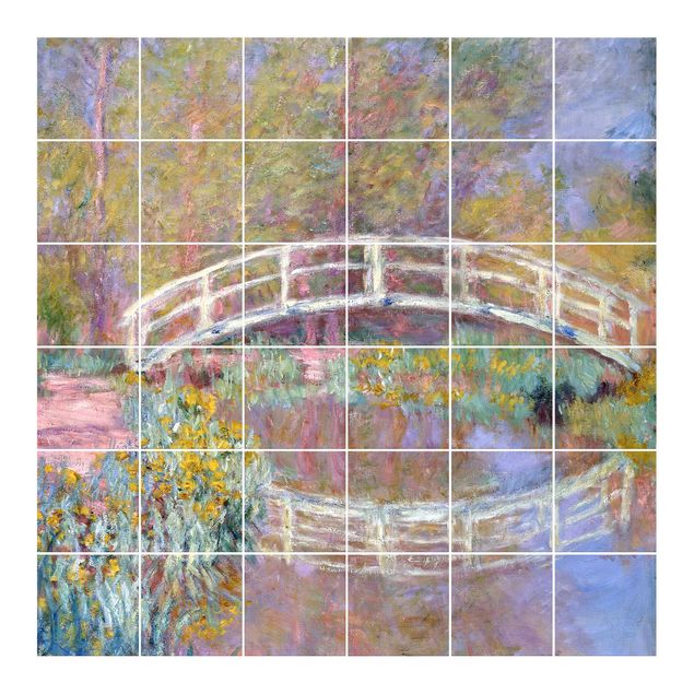 Fliesenfolie weiß Claude Monet - Brücke Monets Garten