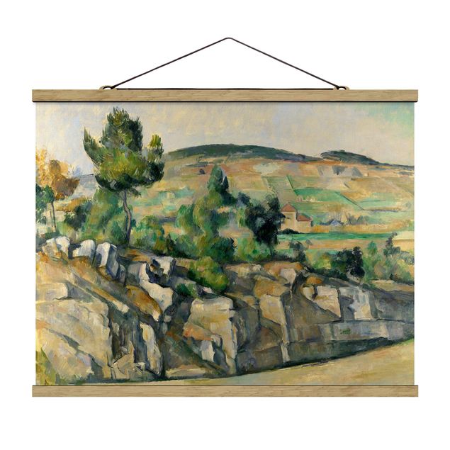 Stoffbild mit Posterleisten - Paul Cézanne - Hügelige Landschaft - Querformat 4:3