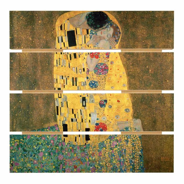 Bilder auf Holz Gustav Klimt - Der Kuß
