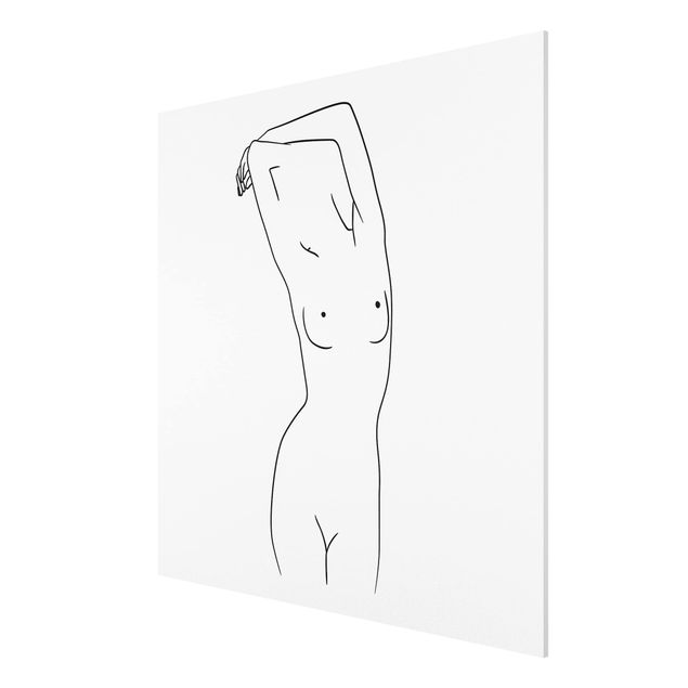 Forex Fine Art Print - Line Art Frauenakt Schwarz Weiß - Quadrat 1:1