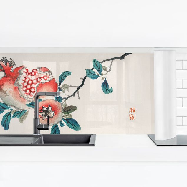 Küchenrückwand selbstklebend Asiatische Vintage Zeichnung Granatapfel
