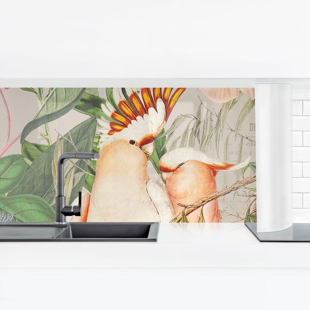 Küchenrückwand selbstklebend Colonial Style Collage - Rosa Kakadu