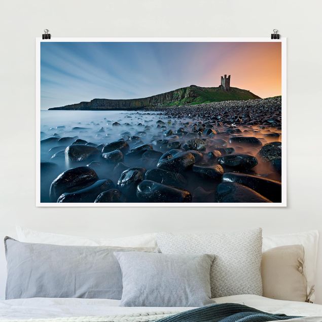 XXL Poster Sonnenaufgang mit Nebel bei Dunstanburgh Castle