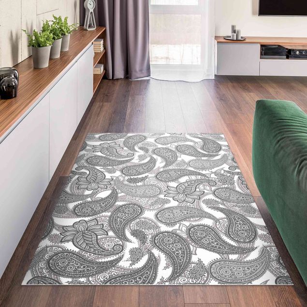 Moderner Teppich Boho Mandala Muster in Grau