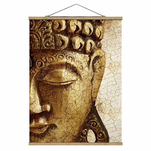 Stoffbild mit Posterleisten - Vintage Buddha - Hochformat 3:4