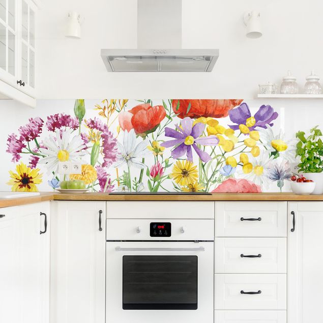Küchenspiegel Aquarellierte Blumen