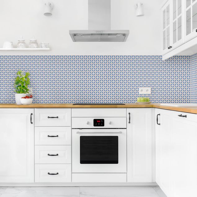 Wandpaneele Küche Orientalisches Muster mit blauen Sternen