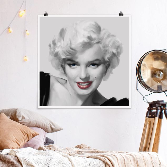 schwarz-weiß Poster Marilyn auf Sofa