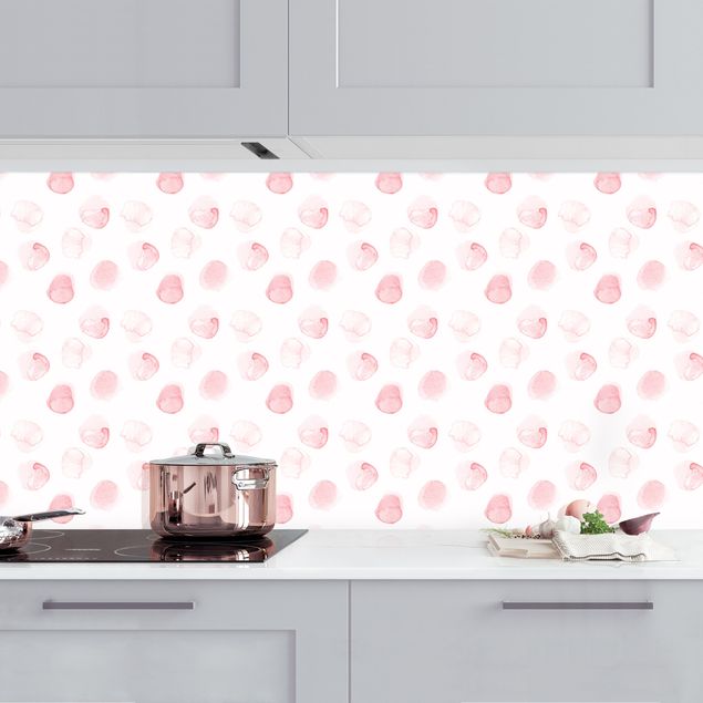 Platte Küchenrückwand Aquarell Punkte Rosa I
