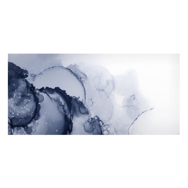 Magnettafel - Spiel der Farben Blaue Tusche - Panorama Querformat