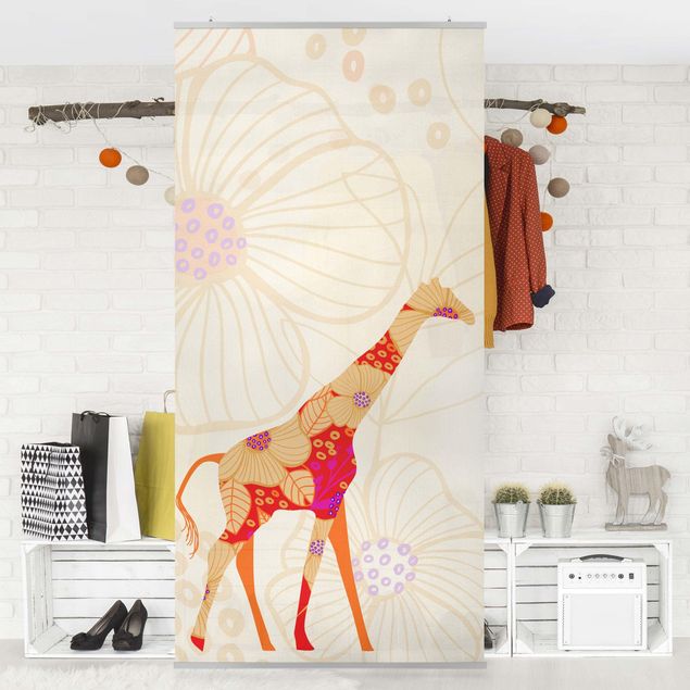 Raumteiler - Floral Giraffe 250x120cm
