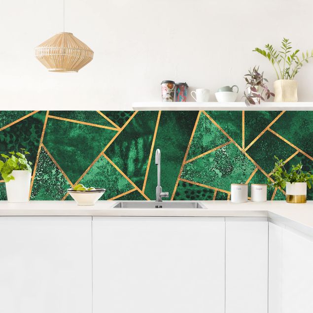 Wandpaneele Küche Dunkler Smaragd mit Gold