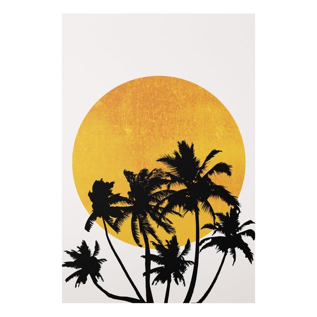 schöne Bilder Palmen vor goldener Sonne