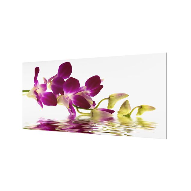 Spritzschutz Glas - Pink Orchid Waters - Querformat - 2:1