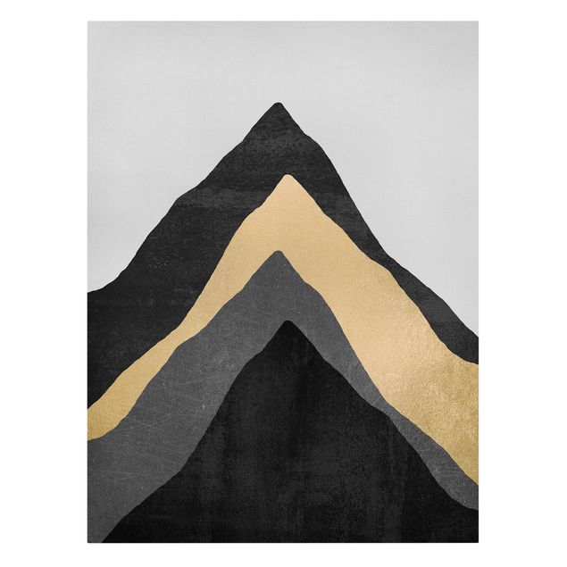 Leinwandbild - Goldener Berg Schwarz Weiß - Hochformat 4:3