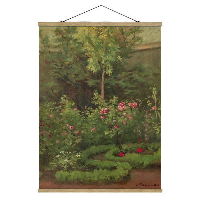 Stoffbilder mit Posterleisten Camille Pissarro - Ein Rosengarten