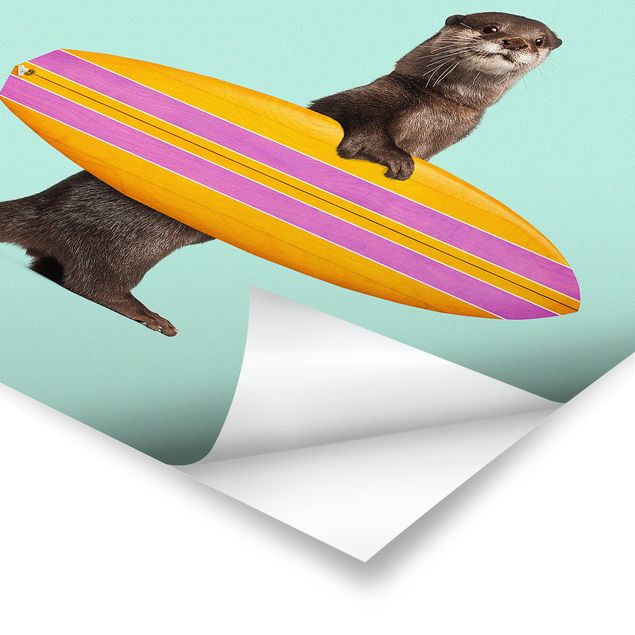 Poster kaufen Otter mit Surfbrett