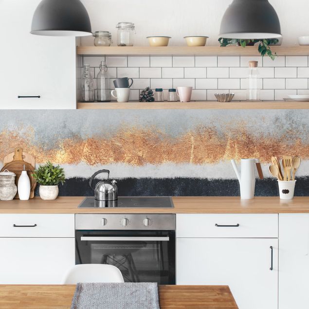 Küchenrückwand - Goldener Horizont Aquarell