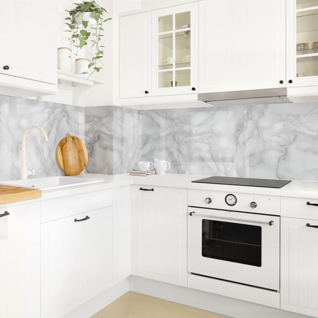 Küchenrückwand - Marmoroptik Schwarz Weiß