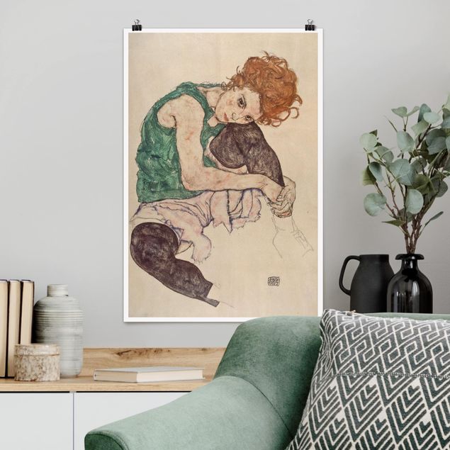 Riesenposter XXL Egon Schiele - Sitzende Frau mit hochgezogenem Knie
