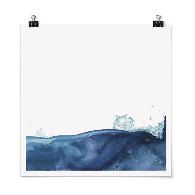 Moderne Poster Welle Aquarell Blau II