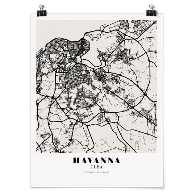 Poster - Stadtplan Havanna - Klassik - Hochformat 3:4