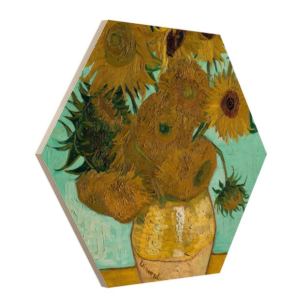 Holzbilder Vincent van Gogh - Vase mit Sonnenblumen