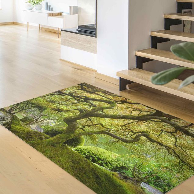 Moderner Teppich Grüner Japanischer Garten