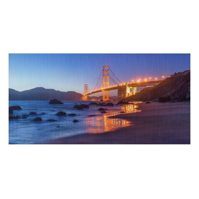 Alu-Dibond - Golden Gate Bridge am Abend - Hochformat