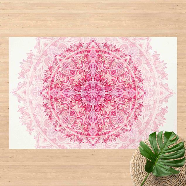 Teppich für Balkon Mandala Aquarell Ornament pink