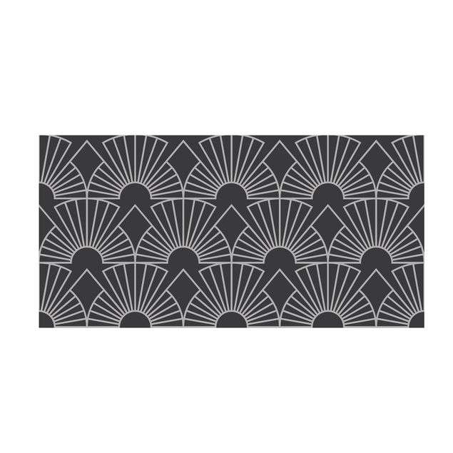 Teppich grau Art Deco Strahlende Bögen Linienmuster