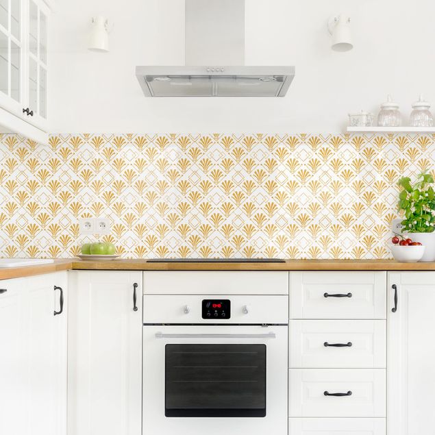 Küchenspiegel Glitzeroptik mit Art Deco Muster in Gold