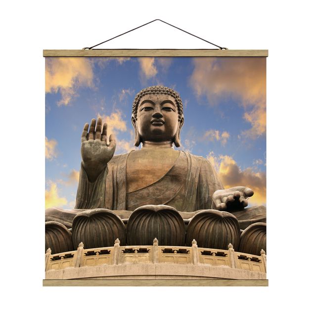 Stoffbild mit Posterleisten - Großer Buddha - Quadrat 1:1