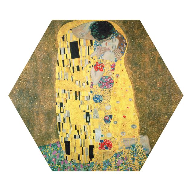 Hexagon Bilder Gustav Klimt - Der Kuß