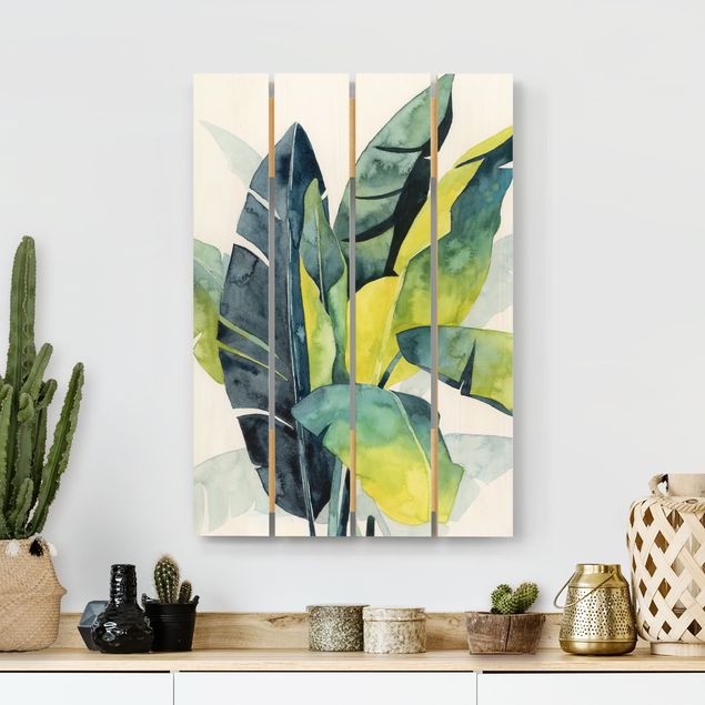 Holzbilder Blumen Tropisches Blattwerk - Banane