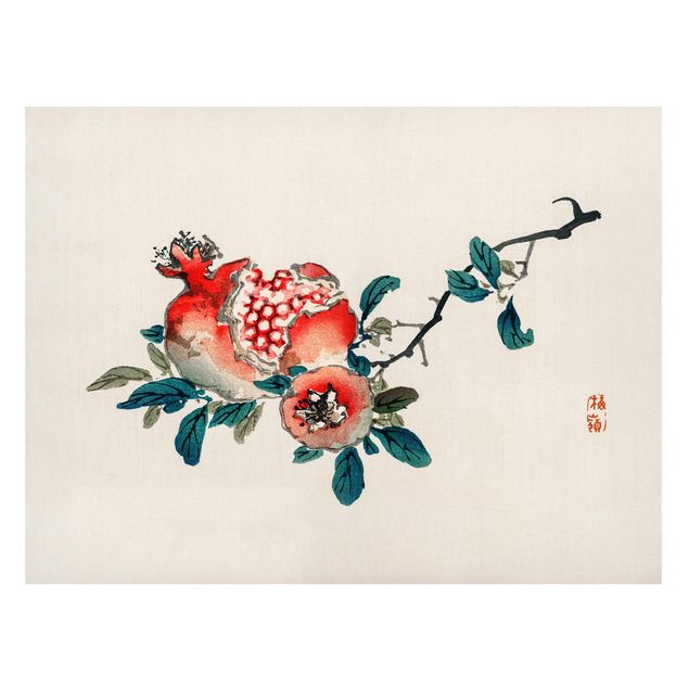 Magnettafel Motiv Asiatische Vintage Zeichnung Granatapfel