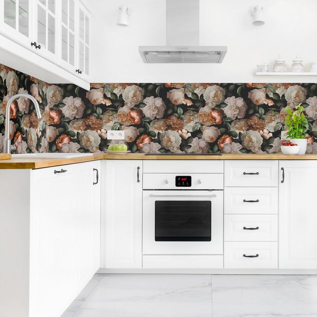 Küchenrückwand - Rote Rosen mit Weißen Rosen