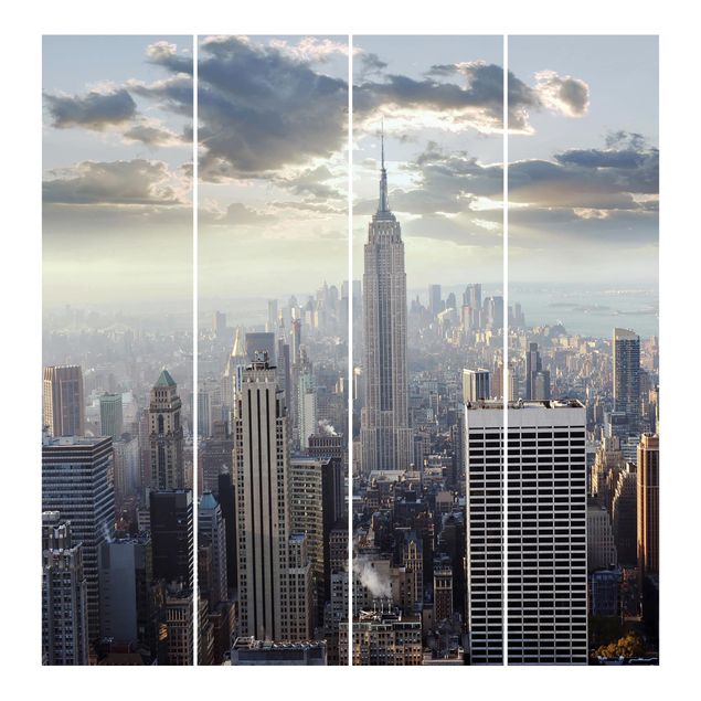 Schiebegardinen Set - Sonnenaufgang in New York - Flächenvorhänge