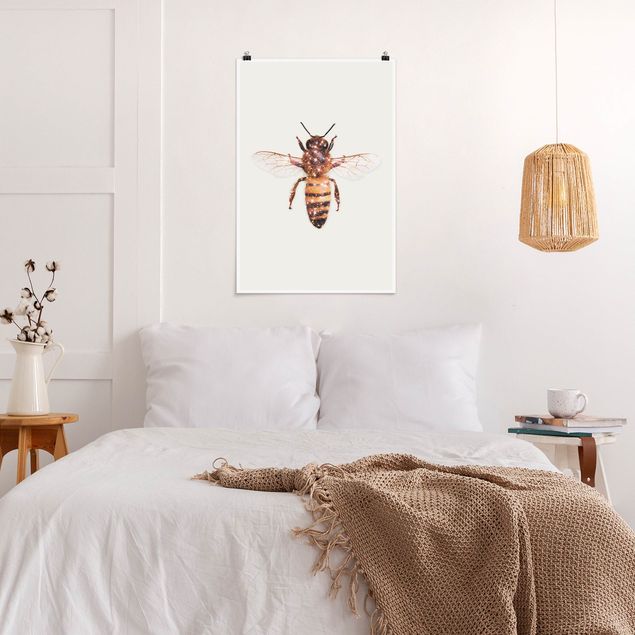 Moderne Poster Biene mit Glitzer