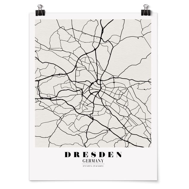 Poster - Stadtplan Dresden - Klassik - Hochformat 3:4