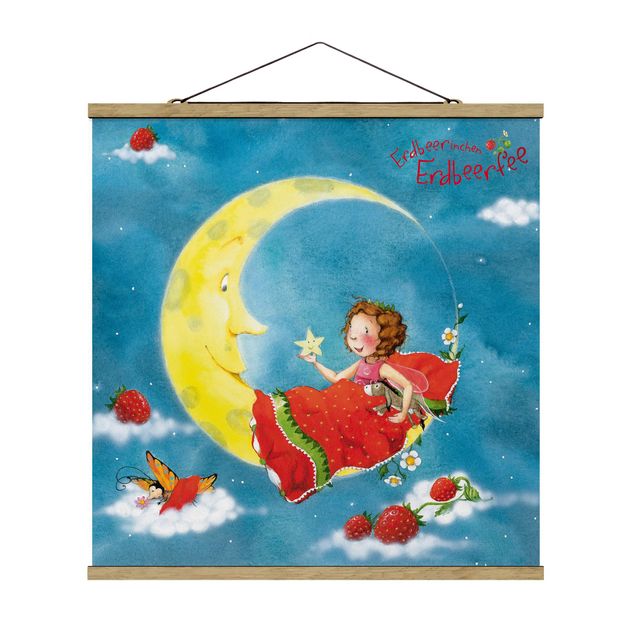 Stoffbild mit Posterleisten - Erdbeerinchen Erdbeerfee - Träum schön - Quadrat 1:1