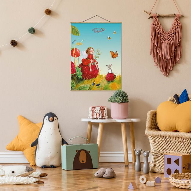 Stoffbilder mit Posterleisten Erdbeerinchen Erdbeerfee - Zauberhaft