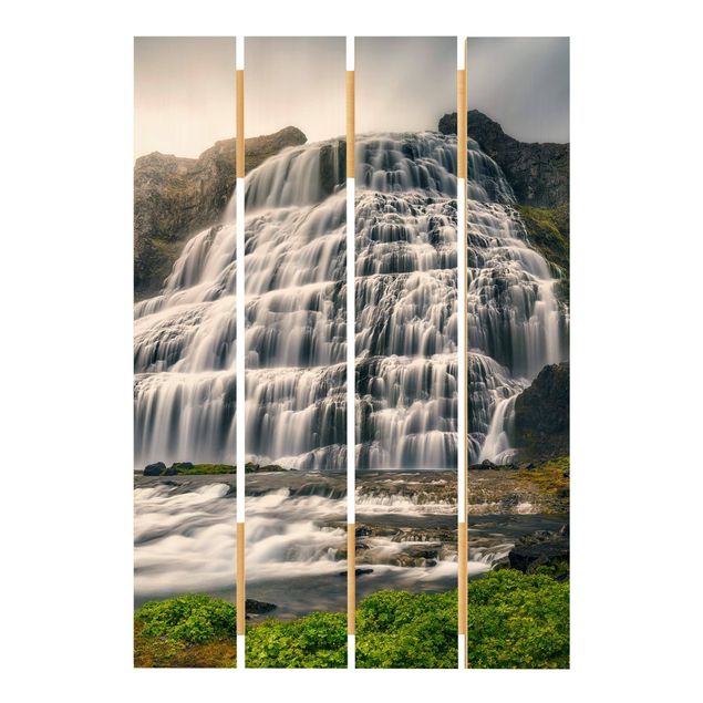 Holzbild - Dynjandi Wasserfall - Hochformat 3:2