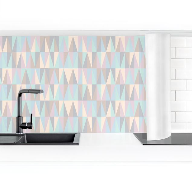 Küchenrückwand selbstklebend Dreiecke in Pastellfarben II