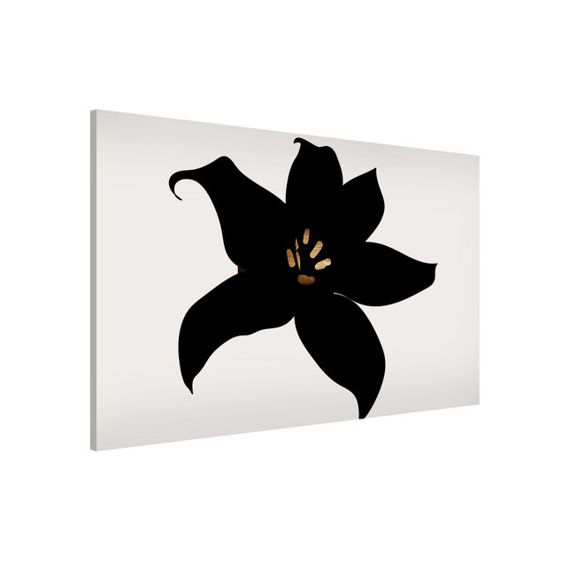 Magnettafel - Grafische Pflanzenwelt - Orchidee Schwarz und Gold - Hochformat 3:2