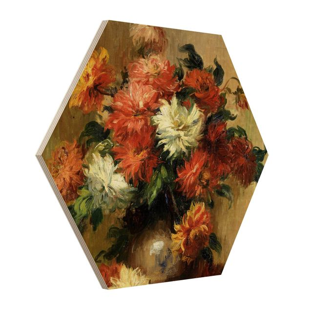 Bilder auf Holz Auguste Renoir - Stillleben mit Dahlien