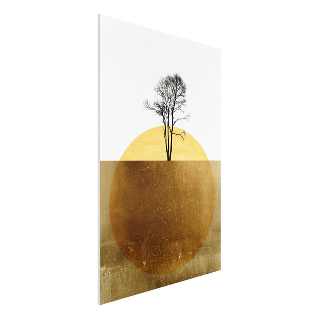 Kubistika Prints Goldene Sonne mit Baum