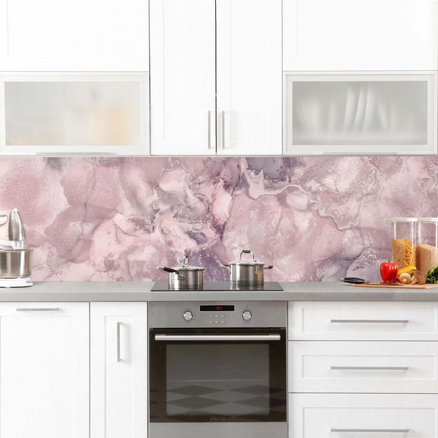 Küchenrückwand selbstklebend Farbexperimente Marmor Violett
