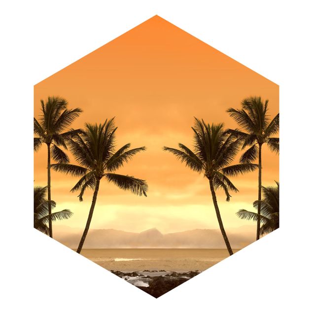 Hexagon Mustertapete selbstklebend - Caribbean Sunset II