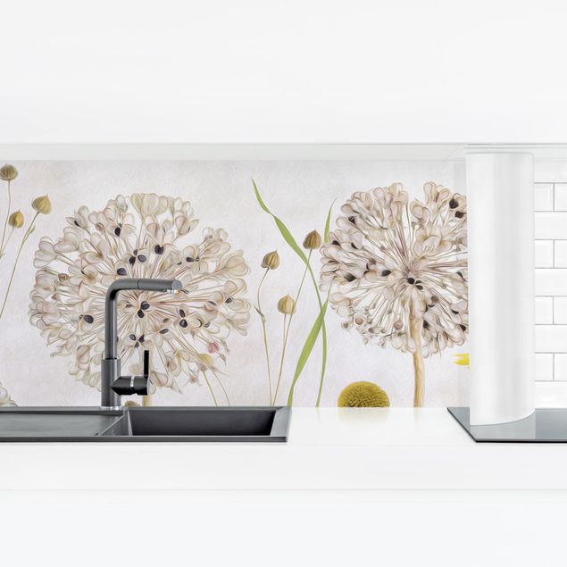 Küchenrückwand selbstklebend Allium und Helenium Illustration